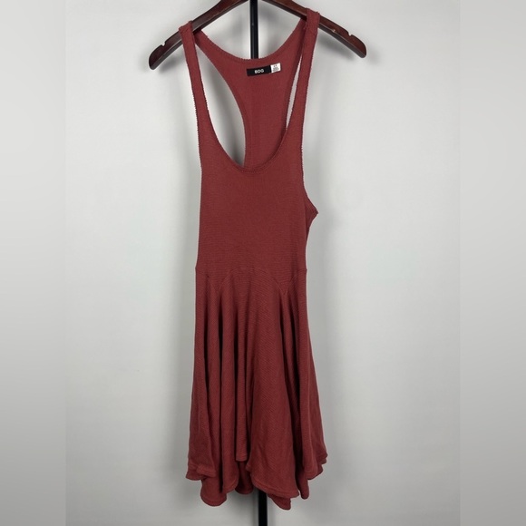 BDG Red Racerback Penelope Waffle Knit Fit + Flare Dress - Picture 2 of 10